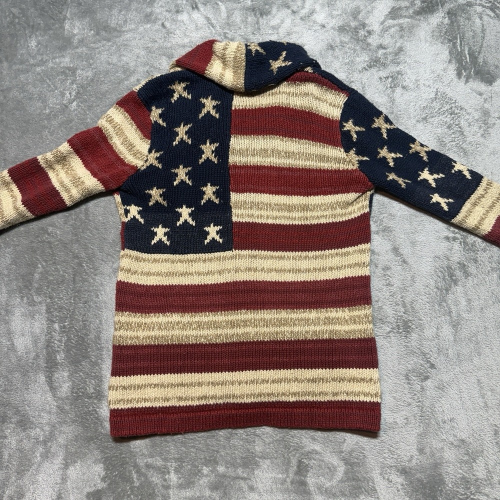 Polo Ralph Lauren American Flag Cardigan Sweater Womens Small Shawl Collar Knit - Picture 9 of 11